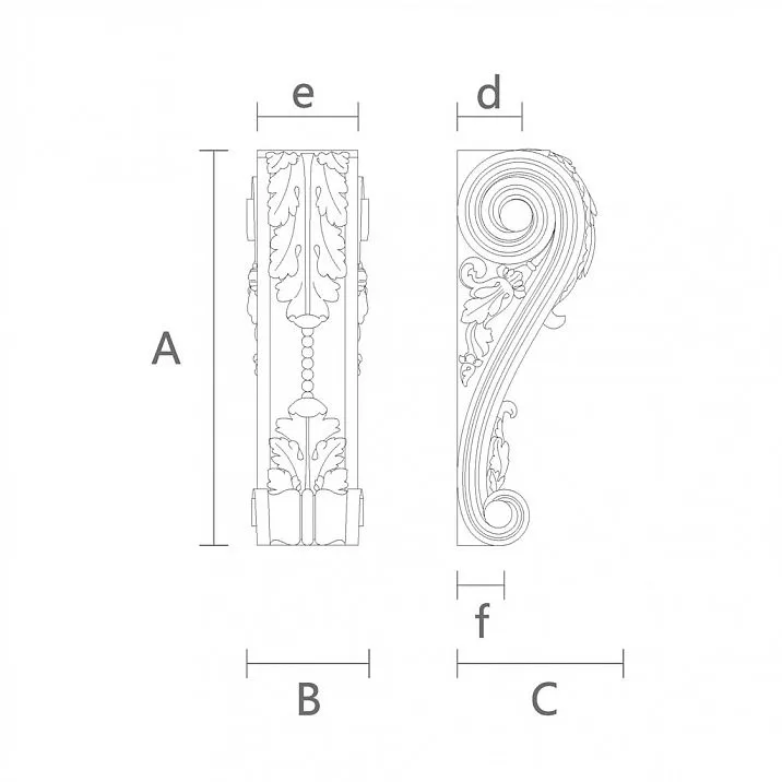 Exclusive decorative bracket KR-018 drawing