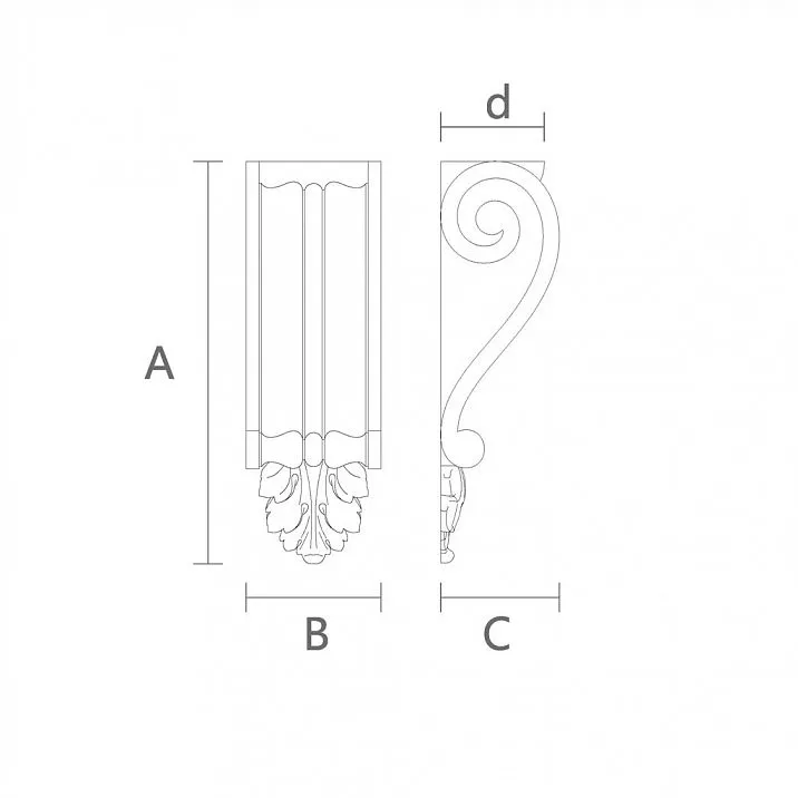 Unique carved bracket for shelf KR-020 drawing