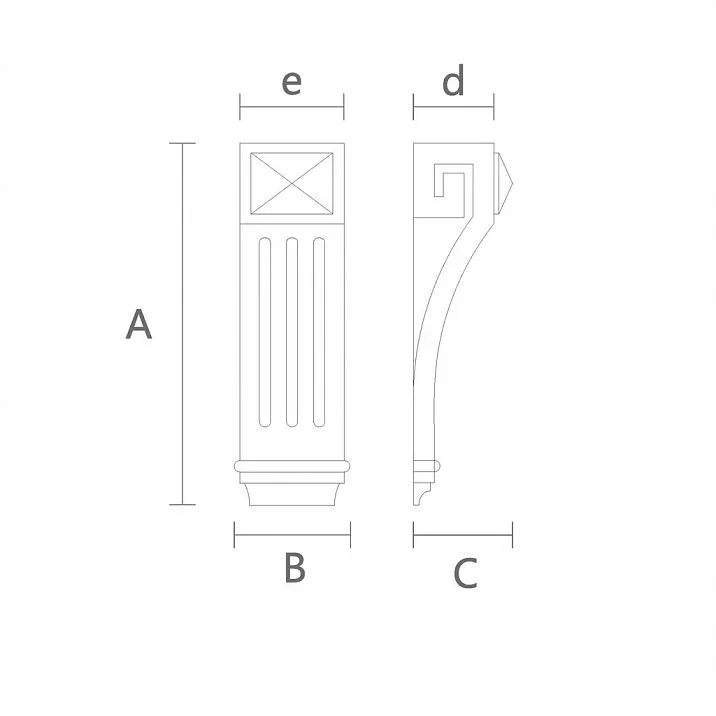 Wooden Bracket KR-026: Carved Patterns and Drawing Details