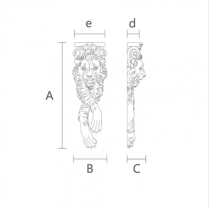 Decorative interior bracket KR-050L drawing