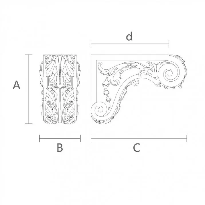 Elegant wooden bracket KR-054 drawing
