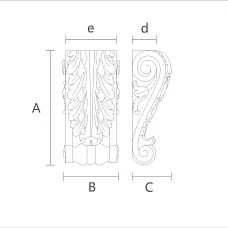 Drawing of Carved Bracket KR-003 from Solid Wood