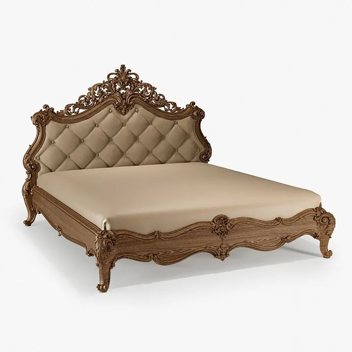 Carved wooden bed, classic style