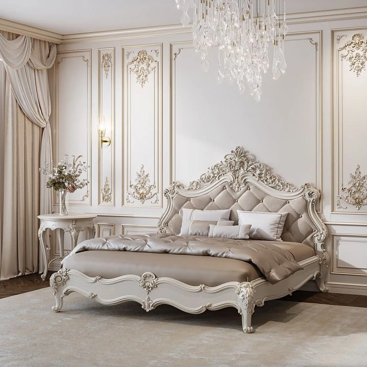 Bed based on carved frame KRVT-001-1-1 made of solid wood