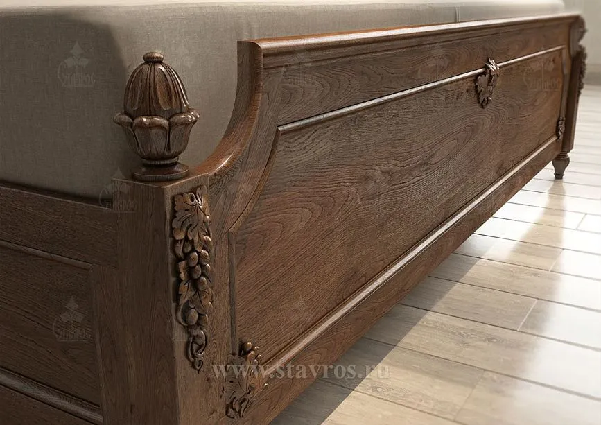 Carved footboard of bed KRV-013 with decorative elements in classic style