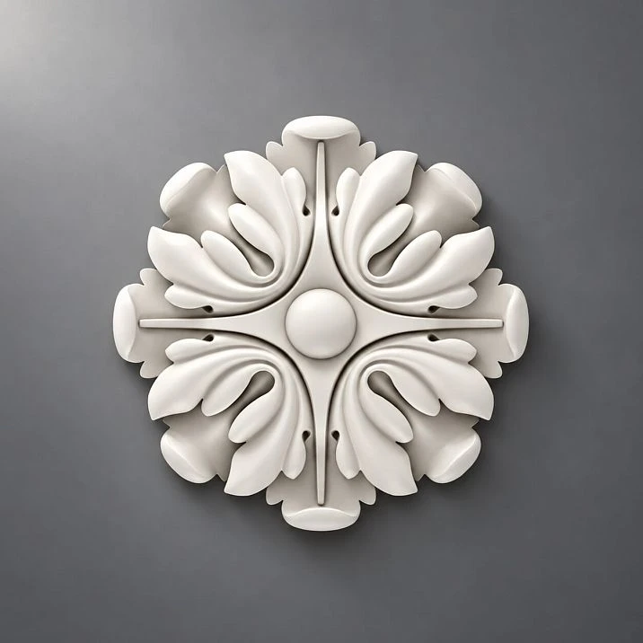 Stylish polyurethane rose in classic pattern &ndash; stucco for walls, ceiling, and furniture