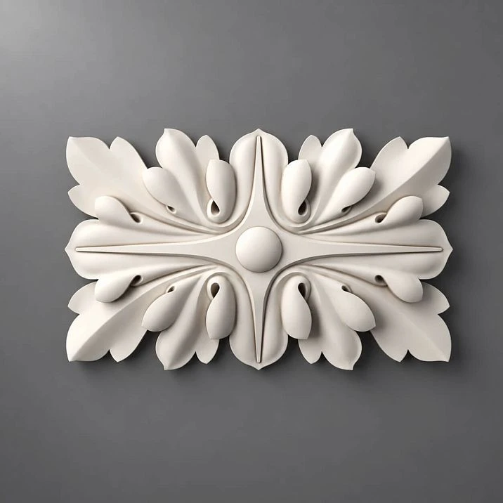 Rectangular polyurethane rose with carved ornament for ceiling and wall stucco &ndash; buy