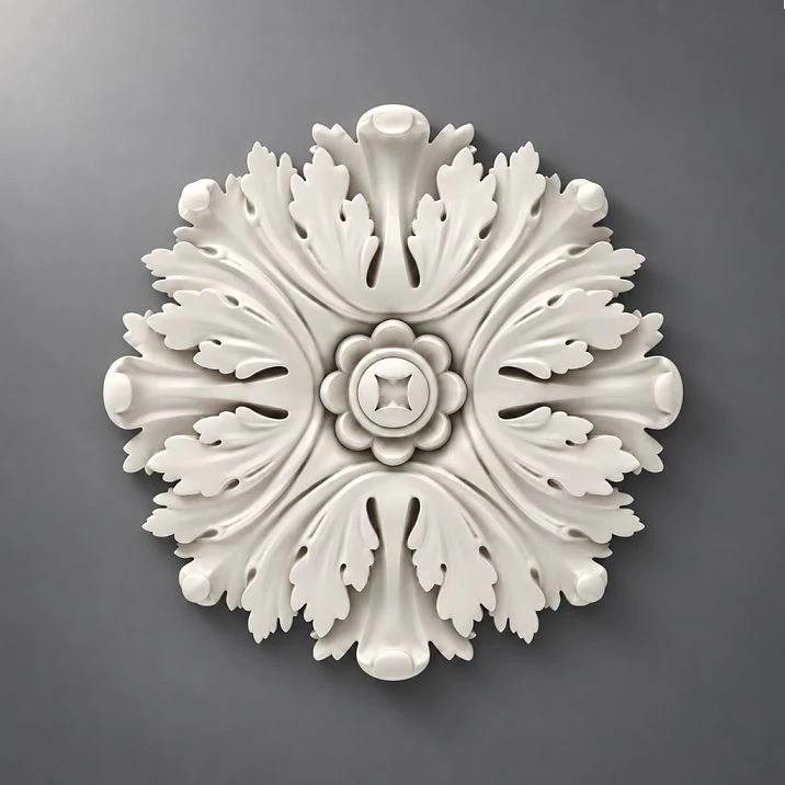 Carved polyurethane rose for decorating chandeliers and creating decorative stucco on walls