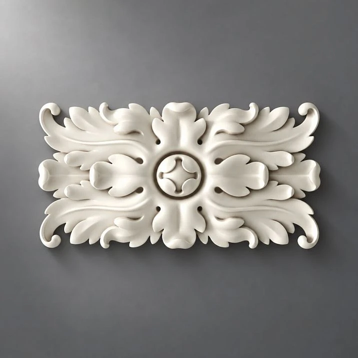 Rectangular decorative polyurethane rose RPU-068 for ceiling and wall stucco in interior design