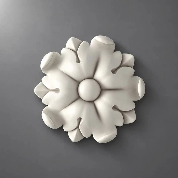 Luxurious polyurethane rose RPU-070 for interior decoration and stucco on walls