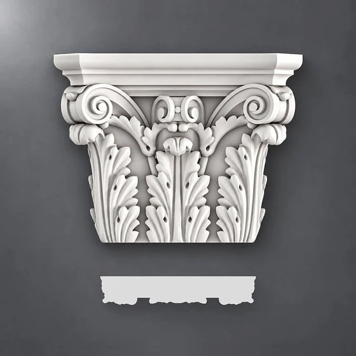 Buy decorative carved capital KLPU-013 from polyurethane for facade finishing