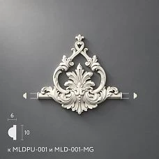 Polyurethane molding MLDPU-1-2.1, 3D view of decorative overlay on molding
