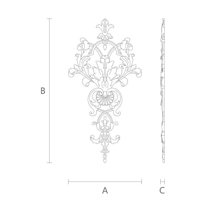 Carved polyurethane overlay NPU-117, decorative molding drawing