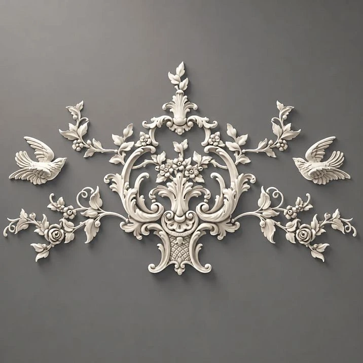 CPU-047 Stucco Decoration: luxurious baroque composition with elegant scrolls