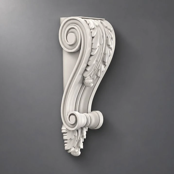Molded decorative bracket for walls, console KRPU-010 made of polyurethane