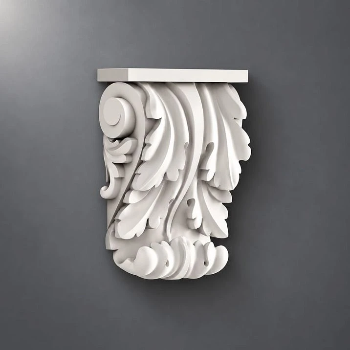 Polyurethane carved appliqu&eacute; for decorating classical moldings on walls for home furnishings
