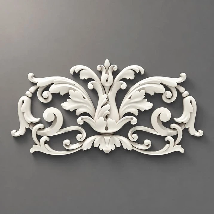 Carved polyurethane applique with floral pattern NPU-440, moisture-resistant