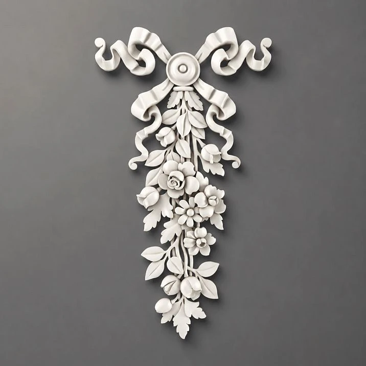 Polyurethane molding NPU-042 with 3D floral pattern for interior