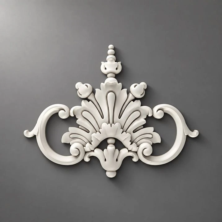 NPU-244 Molded Decoration &mdash; an elegant polyurethane overlay with detailed classical scrolls.