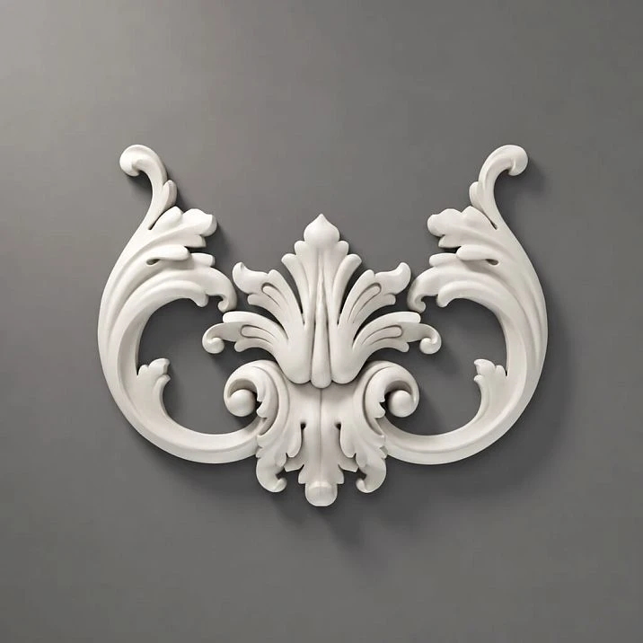NPU-245 Carved Decoration &mdash; a polyurethane carved overlay with smooth floral motifs