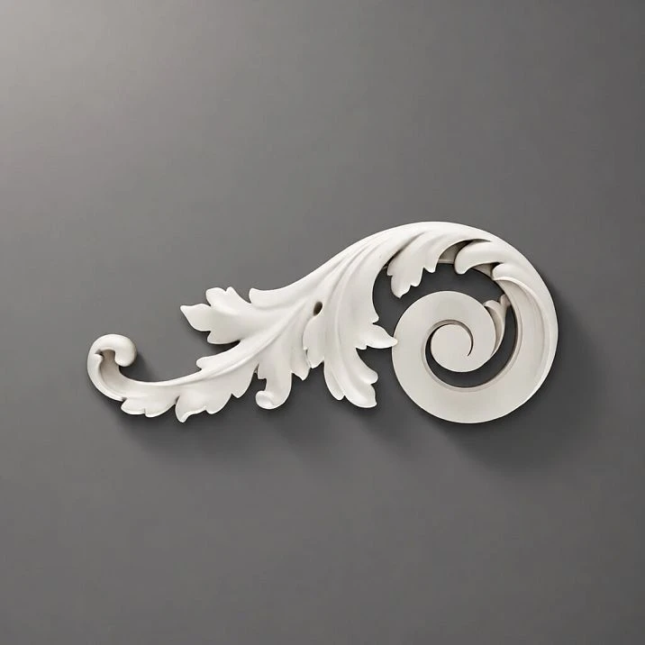 NPU-247L Polyurethane Molded Decoration with smooth scrolls and leaf carving