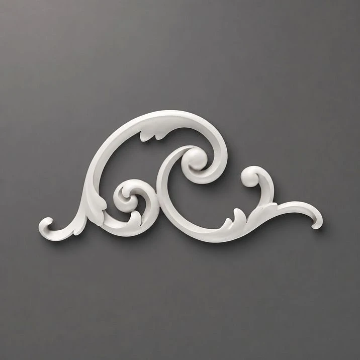 Carved decoration NPU-298L made of polyurethane on a gray background