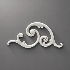 Molded decoration NPU-298R &mdash; elegant corner made of polyurethane on a gray background