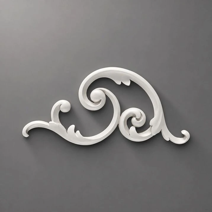 Molded decoration NPU-298R &mdash; elegant corner made of polyurethane on a gray background