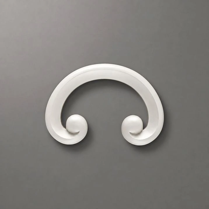 NPU-309 polyurethane decorative molding &mdash; semi-circular overlay with scrolls for interior and facade use