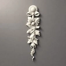 NPU-315L polyurethane relief decoration &ndash; vertical composition with leaves and scrolls for elegant finishing