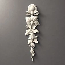 NPU-315R polyurethane decorative molding &mdash; vertical composition with leaves and scrolls for interior and facade use