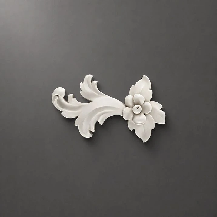 Molding decoration NPU-425L in close-up, showing the floral motif and elegant scrolls