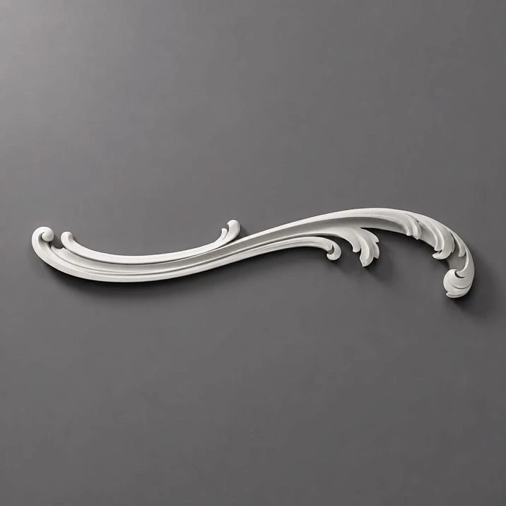 Molded decoration NPU-427L in close-up, showcasing smooth scrolls and relief lines