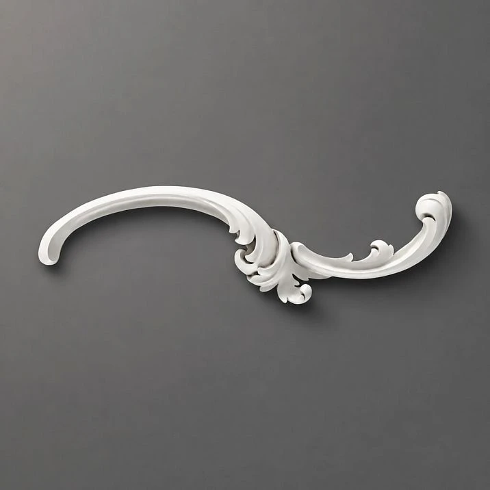 NPU-430R molding decor in close-up with smooth scrolls and botanical motifs