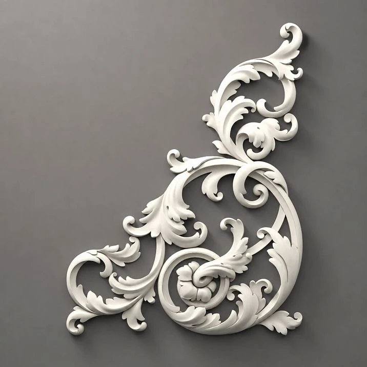Molded decoration NPU-440R with rich swirls. Buy decoration online