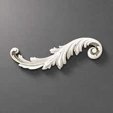 NPU-458L decorative molding: baroque scroll made of polyurethane with leaf motifs
