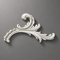 Relief decoration NPU-461R: elegant scroll from polyurethane with acanthus leaves