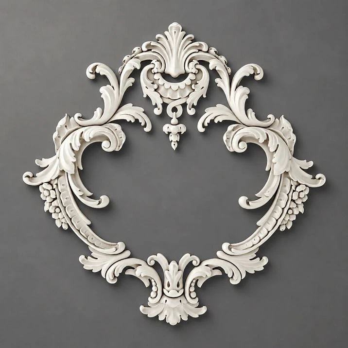 NPU-462.1 Stucco Decoration: Baroque frame made of polyurethane with lavish scrolls and elegant details