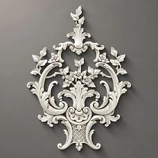 Relief decoration NPU-464: Baroque appliqu&eacute; from polyurethane with botanical scrolls and floral elements