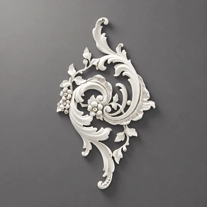 Relief decoration NPU-465: Baroque scrolls and floral motifs from polyurethane