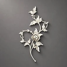 Relief decoration NPU-469L: branch with rose and leaves from polyurethane