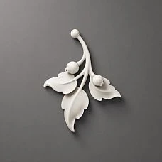 Relief decoration NPU-470L: branch with leaves and berries made of polyurethane. Furniture decoration