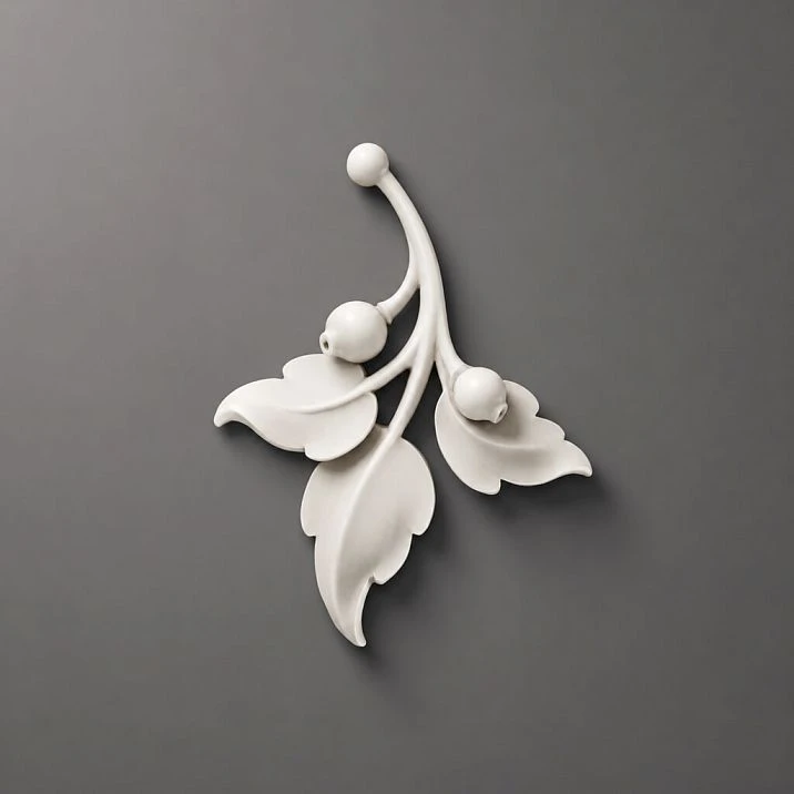 Relief decoration NPU-470L: branch with leaves and berries made of polyurethane. Furniture decoration