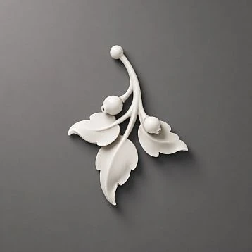 Relief decoration NPU-470L: branch with leaves and berries made of polyurethane. Furniture decoration