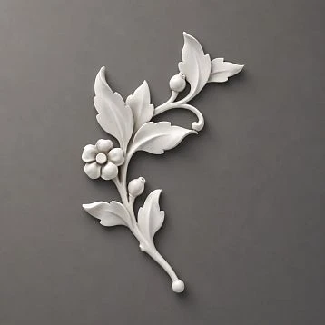NPU-471L ornamental decoration: a branch with a flower and leaves made of polyurethane