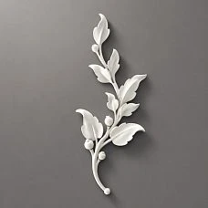 Relief decoration NPU-472L: branch with leaves made of polyurethane. Architectural decoration to buy