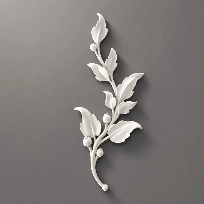 Relief decoration NPU-472L: branch with leaves made of polyurethane. Architectural decoration to buy