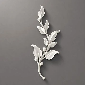 Relief decoration NPU-472L: branch with leaves made of polyurethane. Architectural decoration to buy