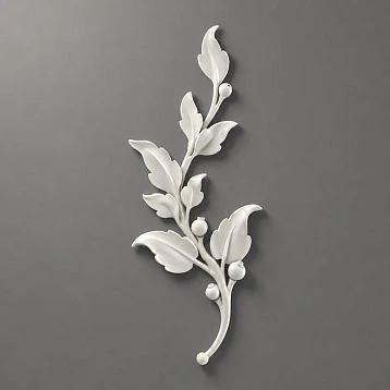 Relief decoration NPU-472R: elegant branch with leaves made of polyurethane. Room decoration