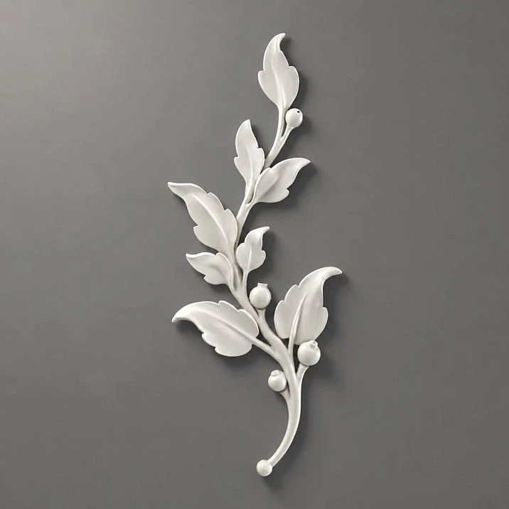 Relief decoration NPU-472R: elegant branch with leaves made of polyurethane. Room decoration